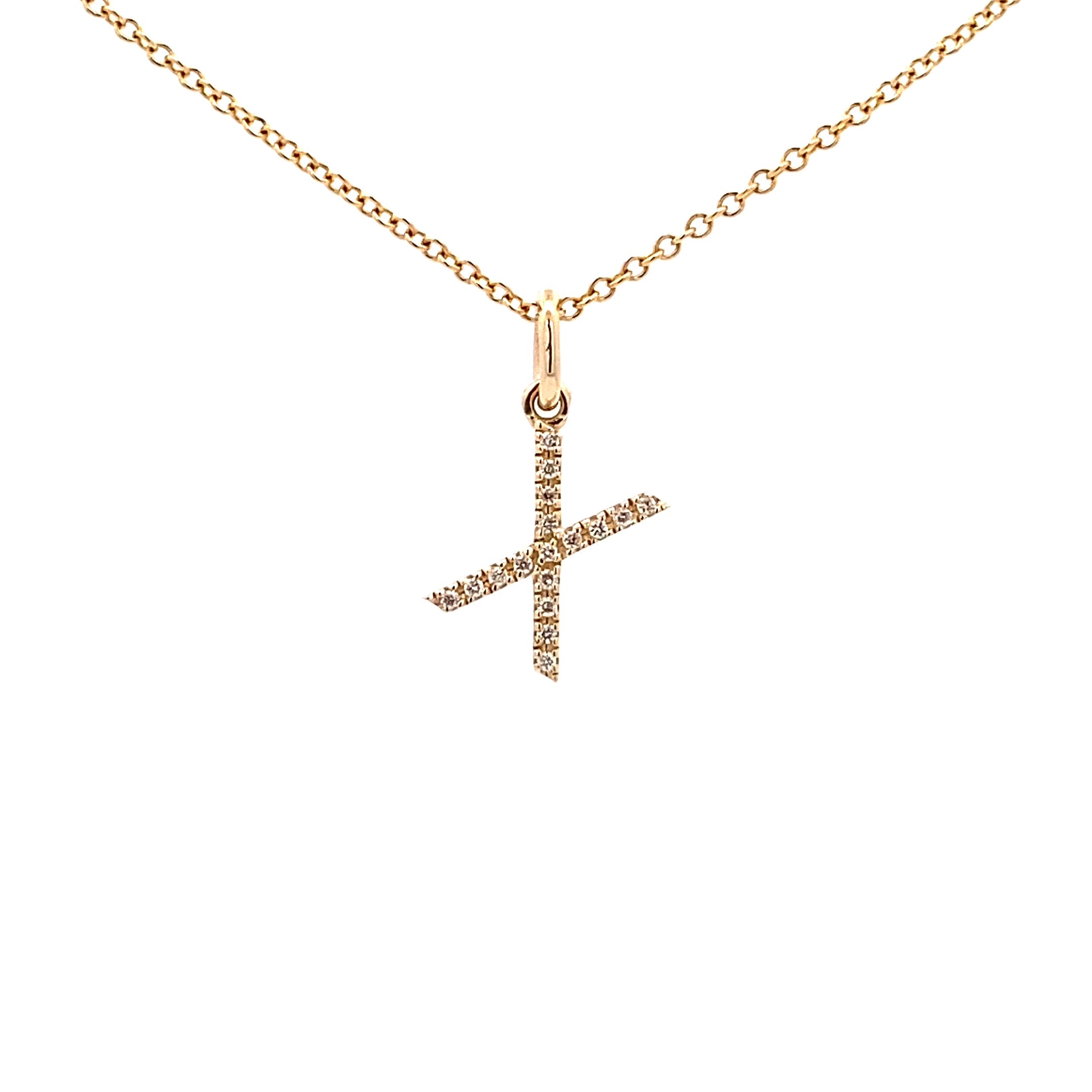 14K Gold Initial Diamond Pendant X(0.06ct) - dagatchi.com