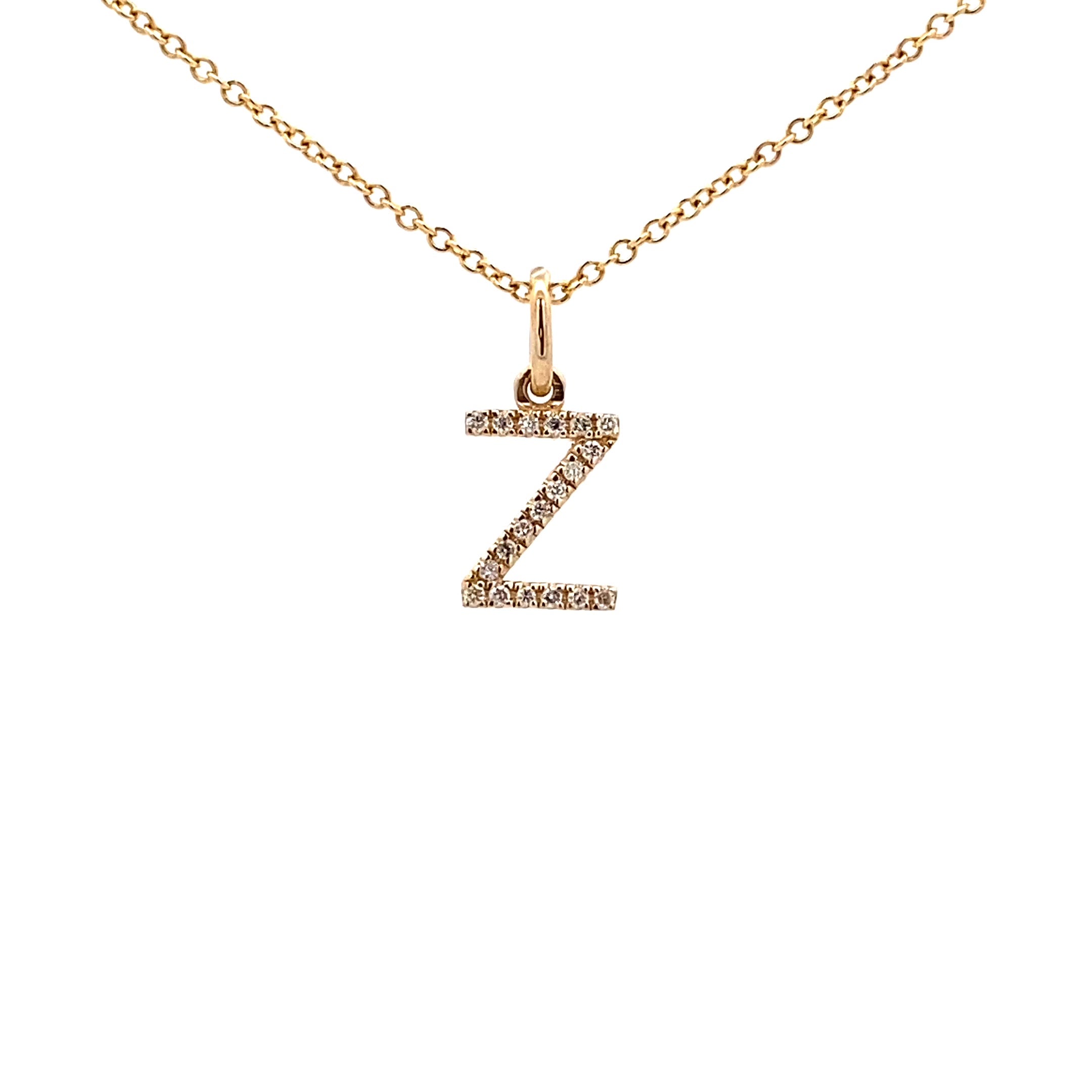14K Gold Initial Diamond Pendant Z(0.07ct) - dagatchi.com