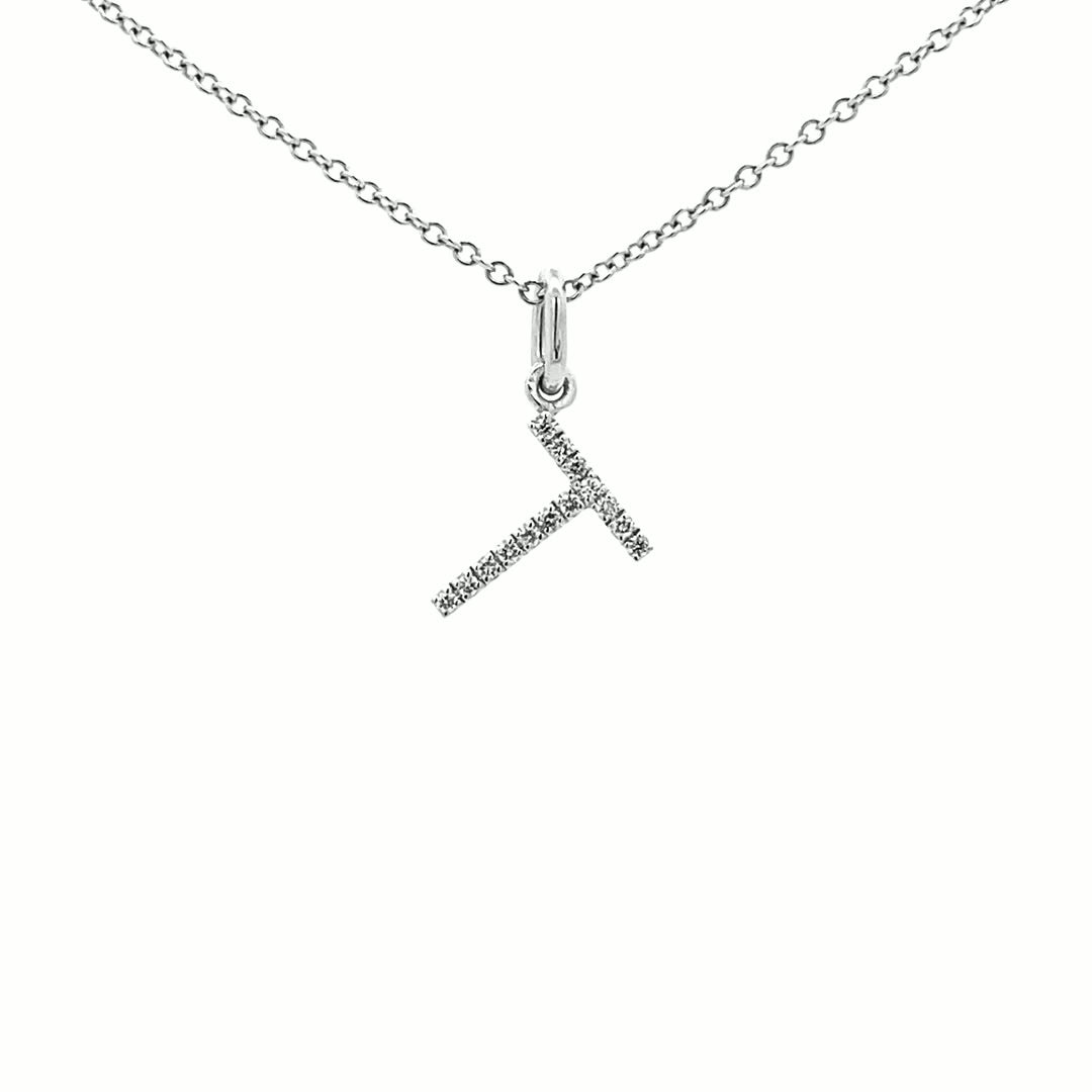 14K Gold Initial Diamond Pendant T(0.05ct) - dagatchi.com