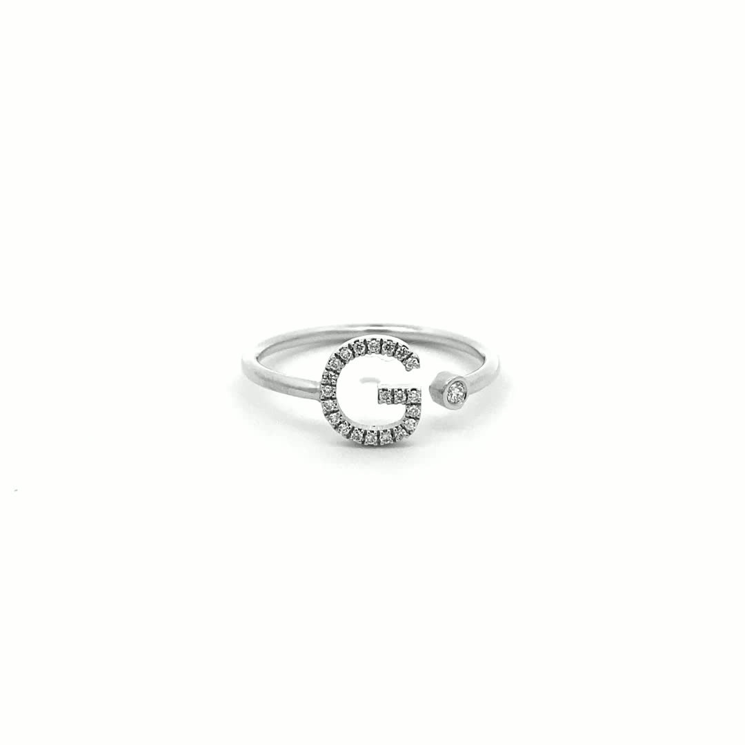 14K Gold Diamond Initial Ring G(0.10ct) - dagatchi.com