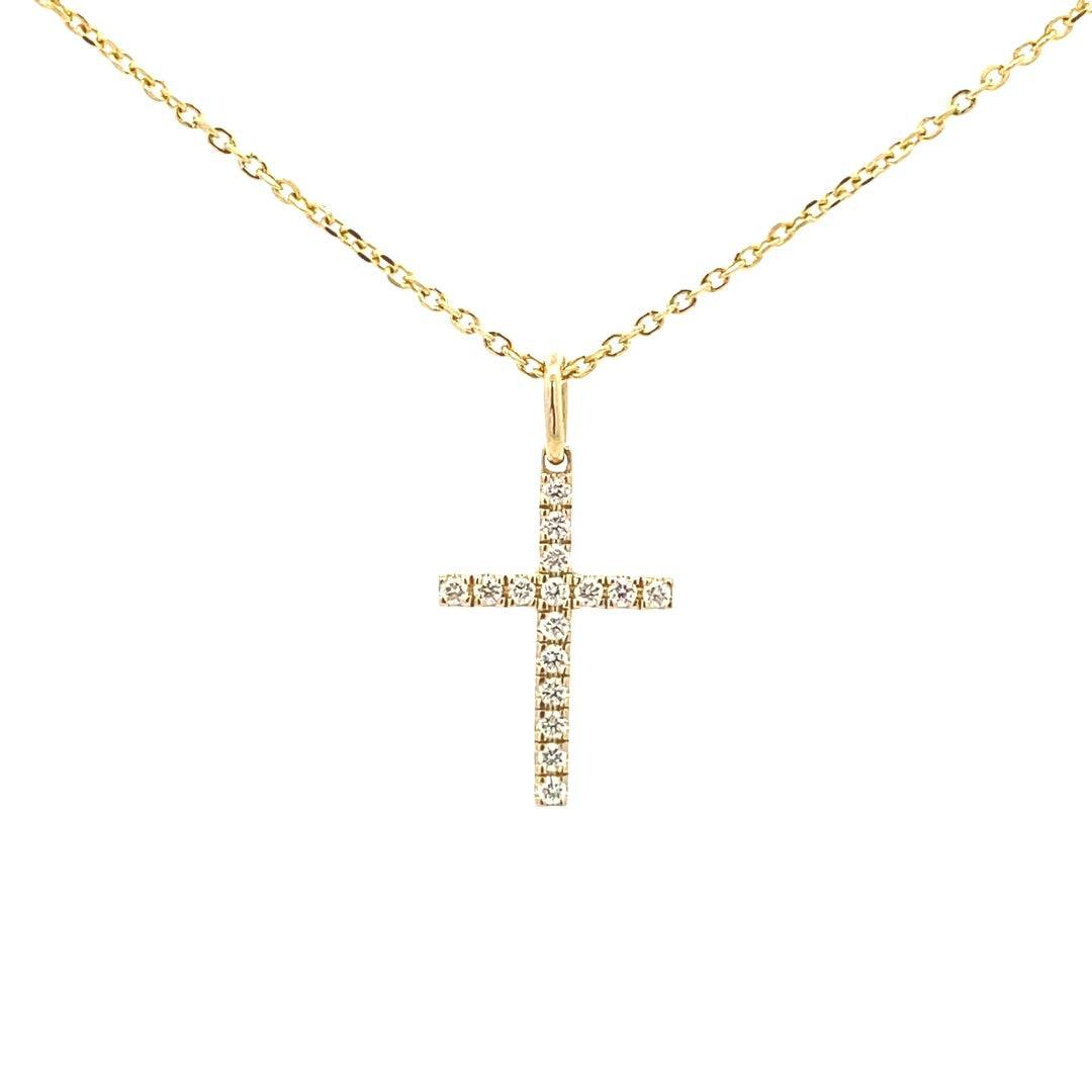 14K Gold 16 Diamond Cross Pendant(0.18ct) - dagatchi.com