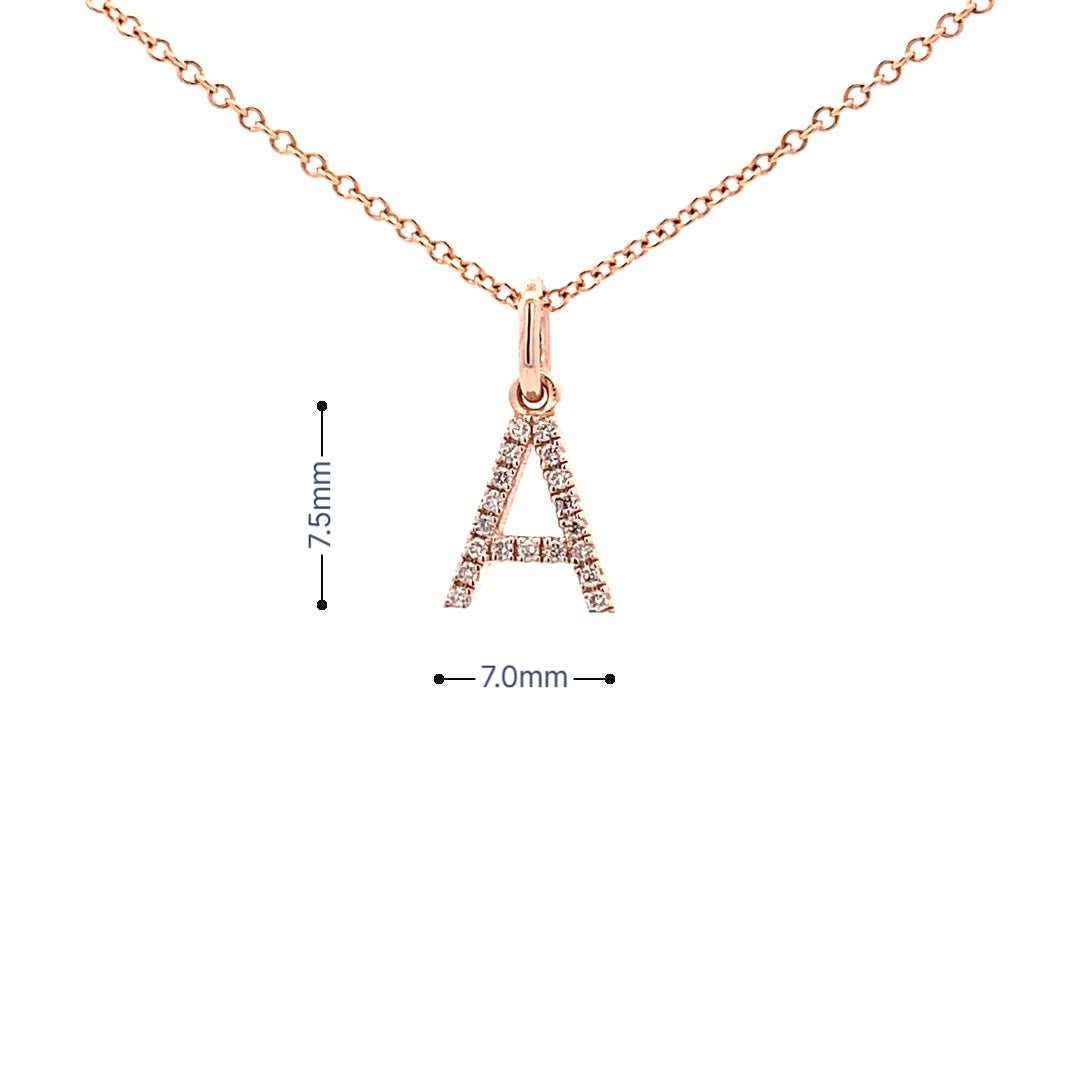 14K Gold Diamond Initial  Pendant A(0.07ct) - dagatchi.com