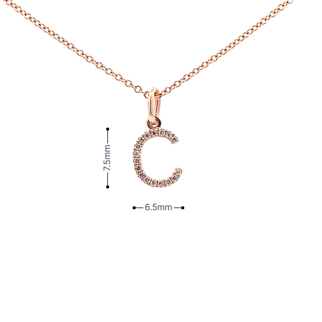14K Gold Initial Diamond Pendant C(0.06ct) - dagatchi.com