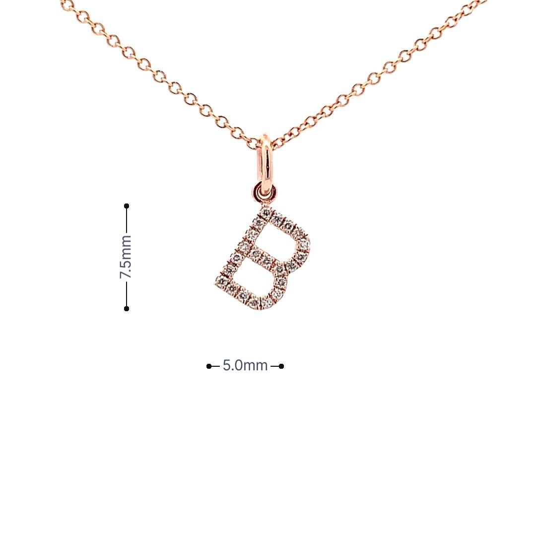 14K Gold Diamond Initial Pendant B(0.08ct) - dagatchi.com