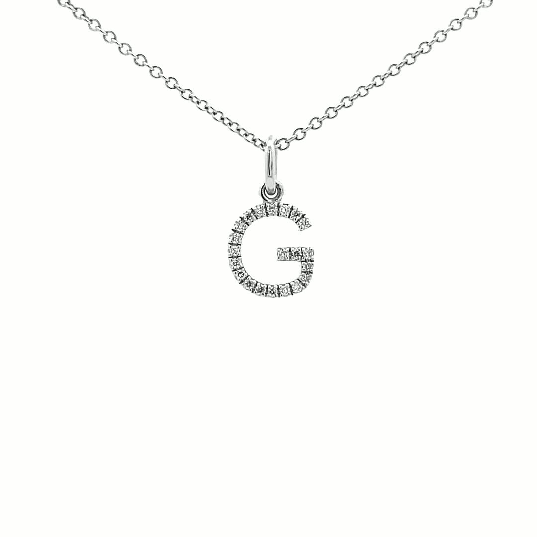 14K Gold Initial Diamond Pendant G(0.08ct) - dagatchi.com