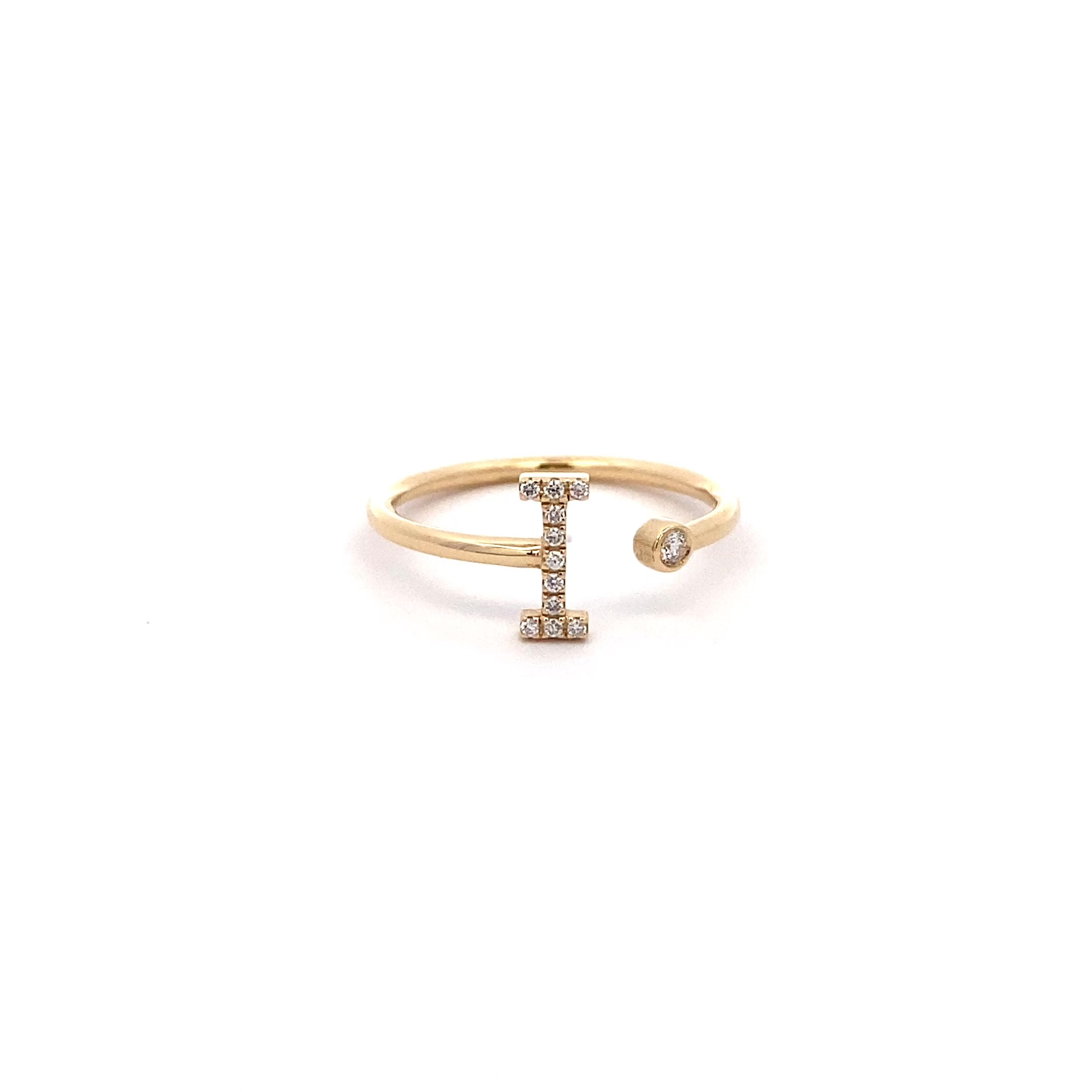 14K Gold Diamond Initial Ring I(0.06ct) - dagatchi.com