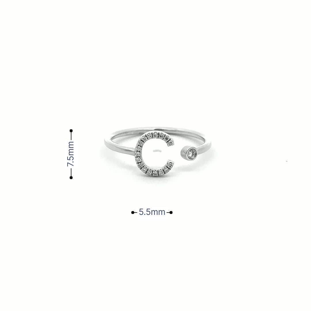 14K Gold Diamond Initial Ring C(0.08ct) - dagatchi.com