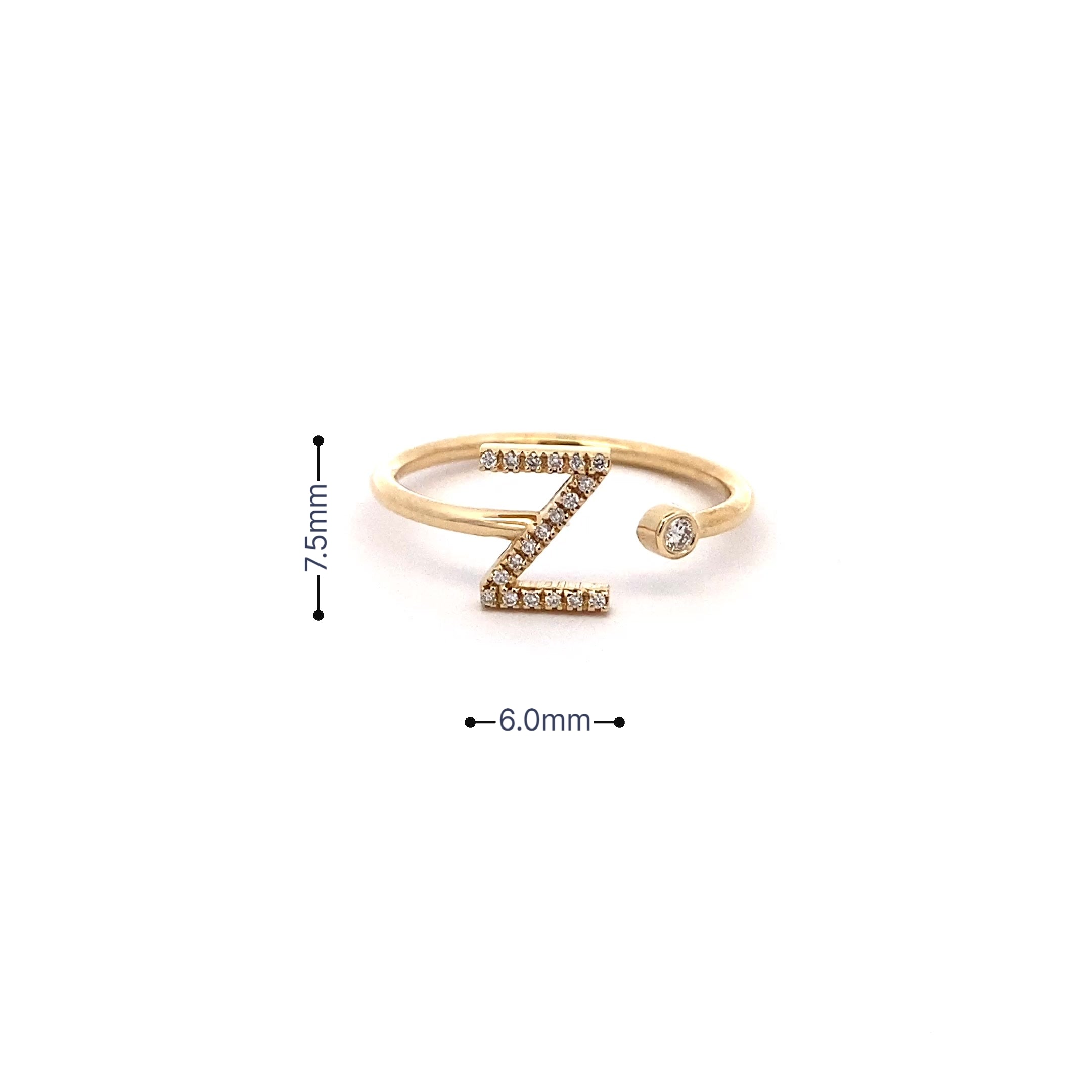 14K Gold Diamond Initial Ring Z(0.09ct) - dagatchi.com