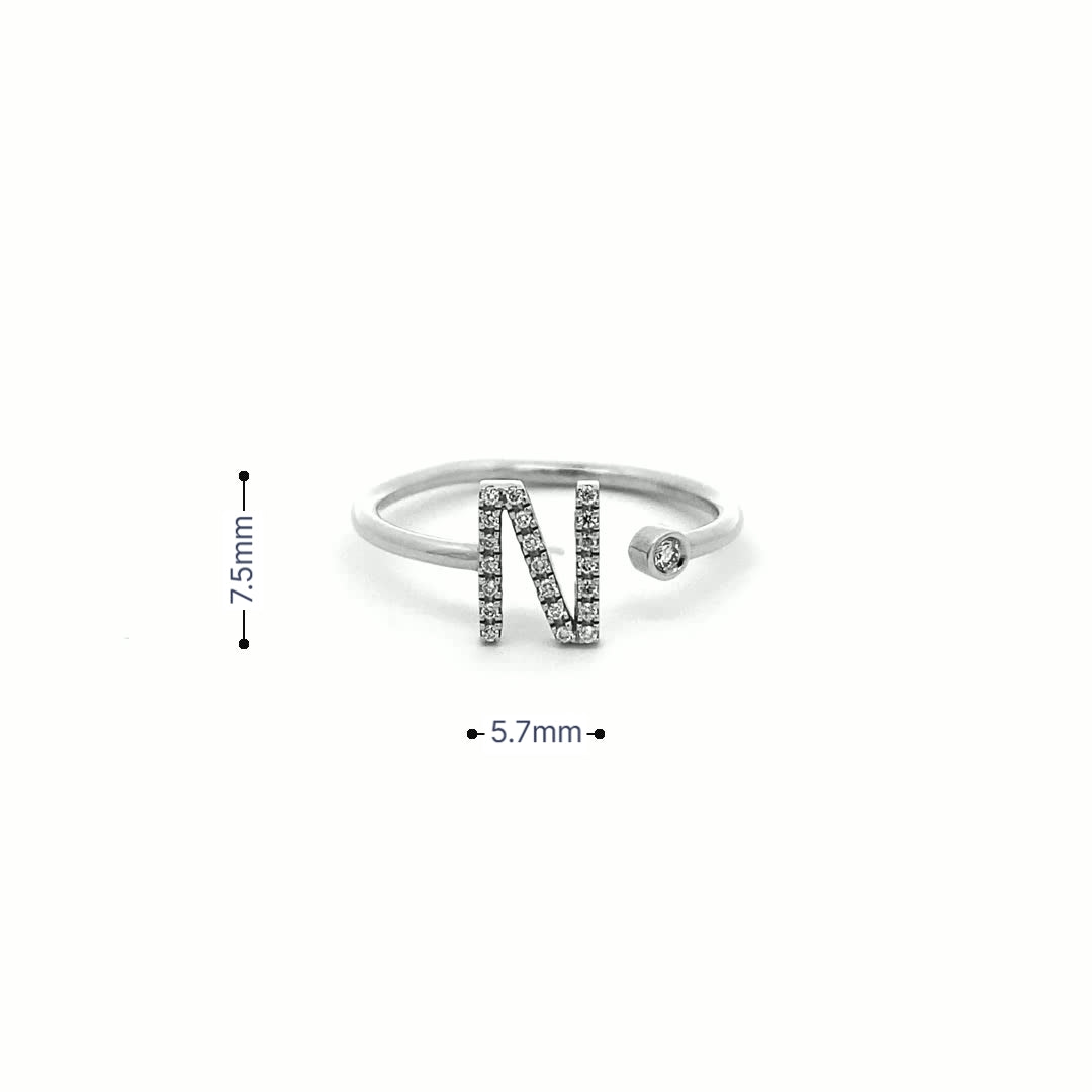 14K Gold Diamond Initial Ring N(0.10ct) - dagatchi.com