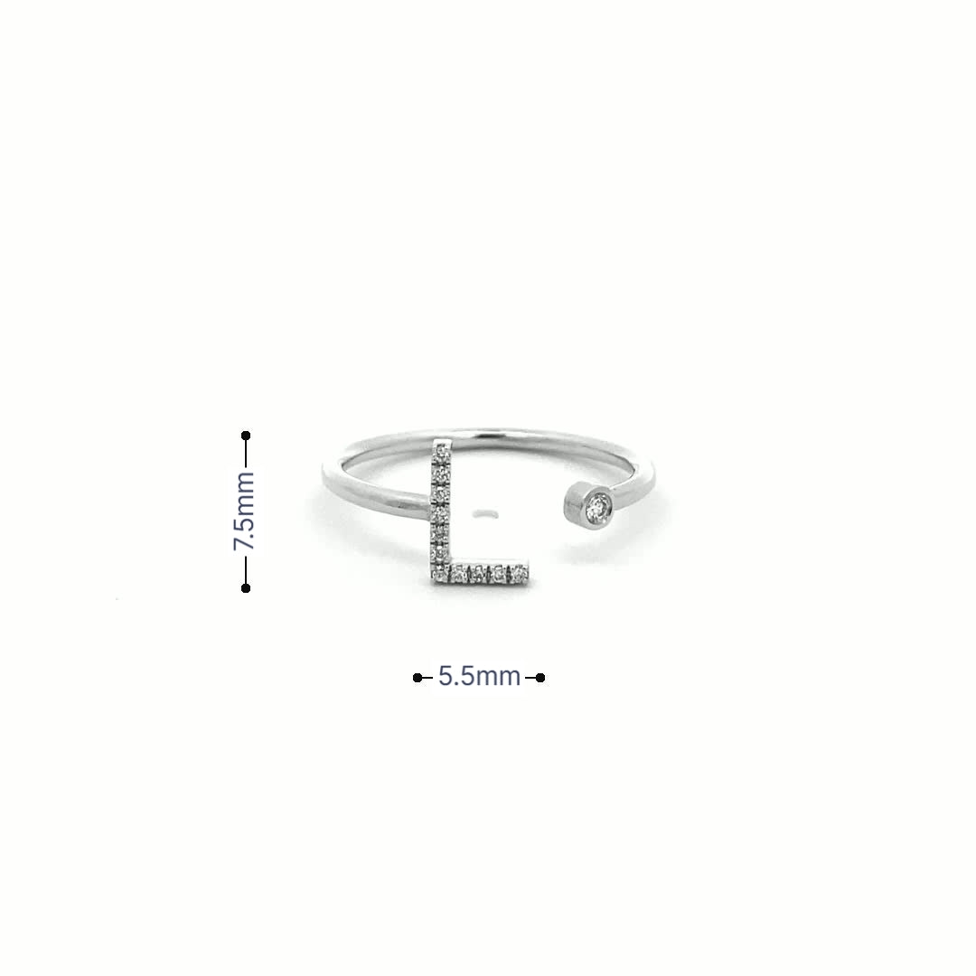 14K Gold Diamond Initial Ring L(0.06ct) - dagatchi.com