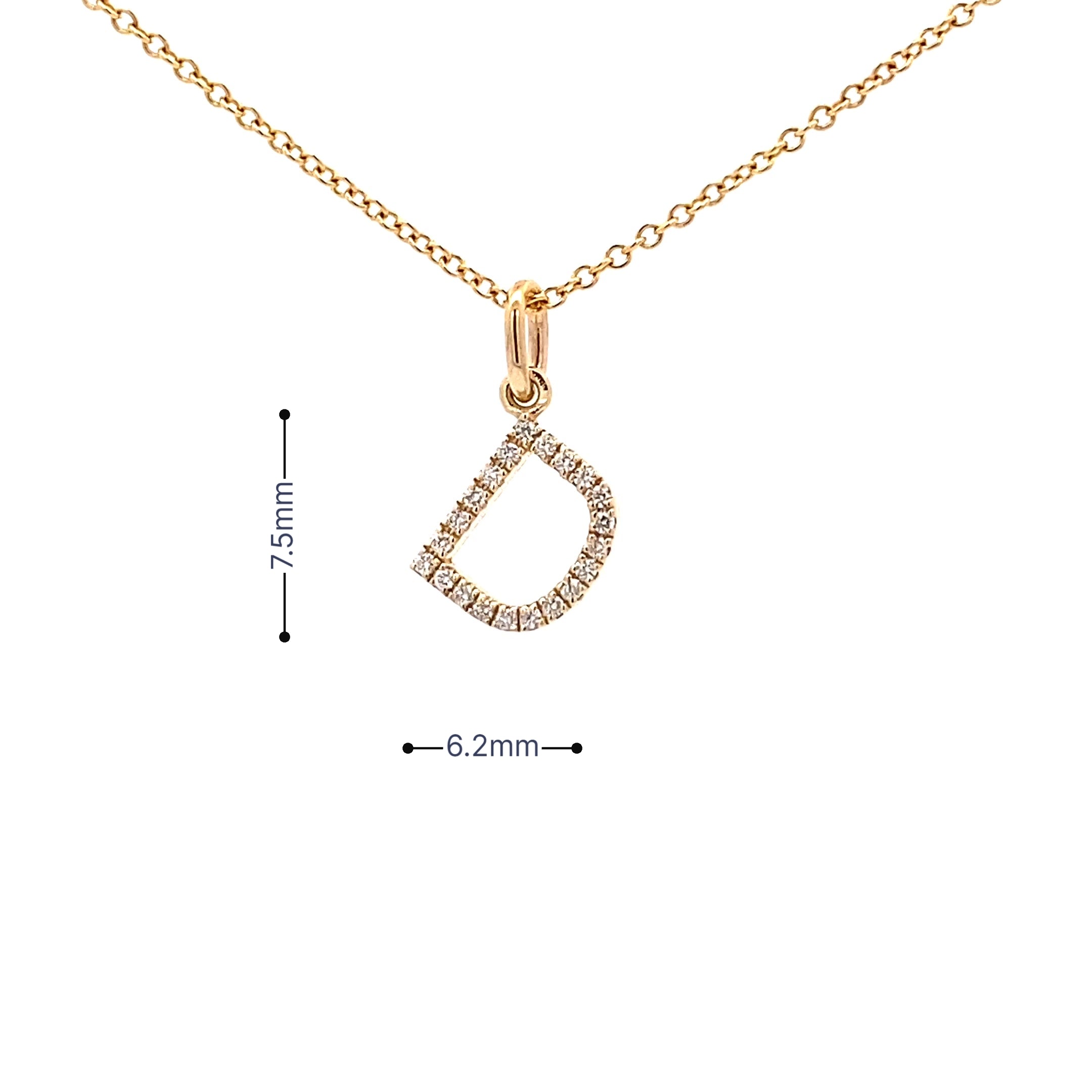 14K Gold Initial Diamond Pendant D(0.08ct) - dagatchi.com