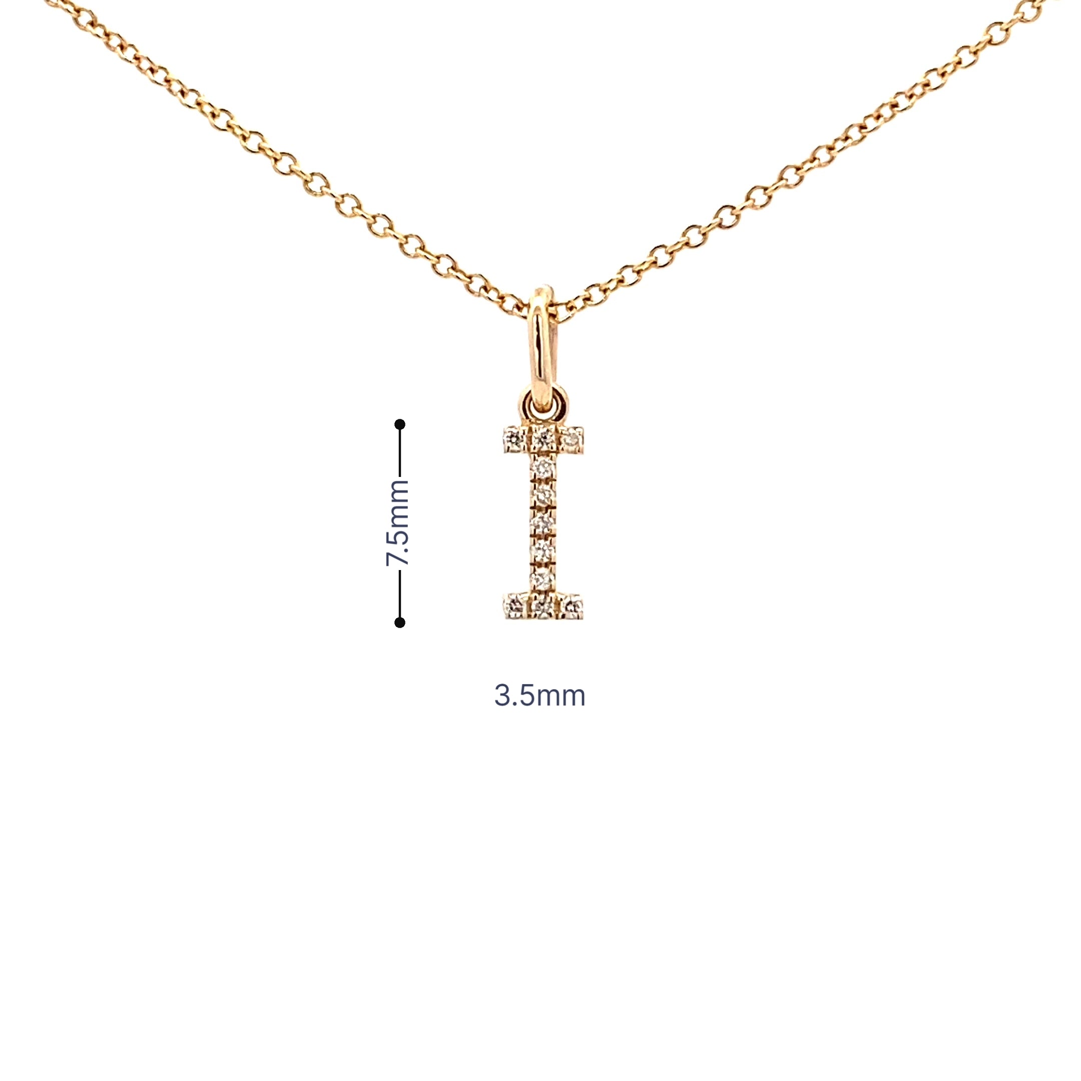 14K Gold Initial Diamond Pendant I(0.04ct) - dagatchi.com