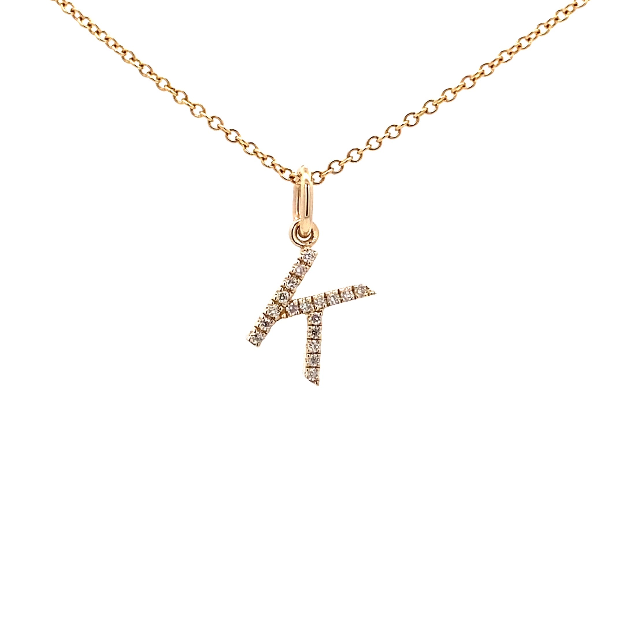 14K Gold Initial Diamond Pendant K(0.07ct) - dagatchi.com