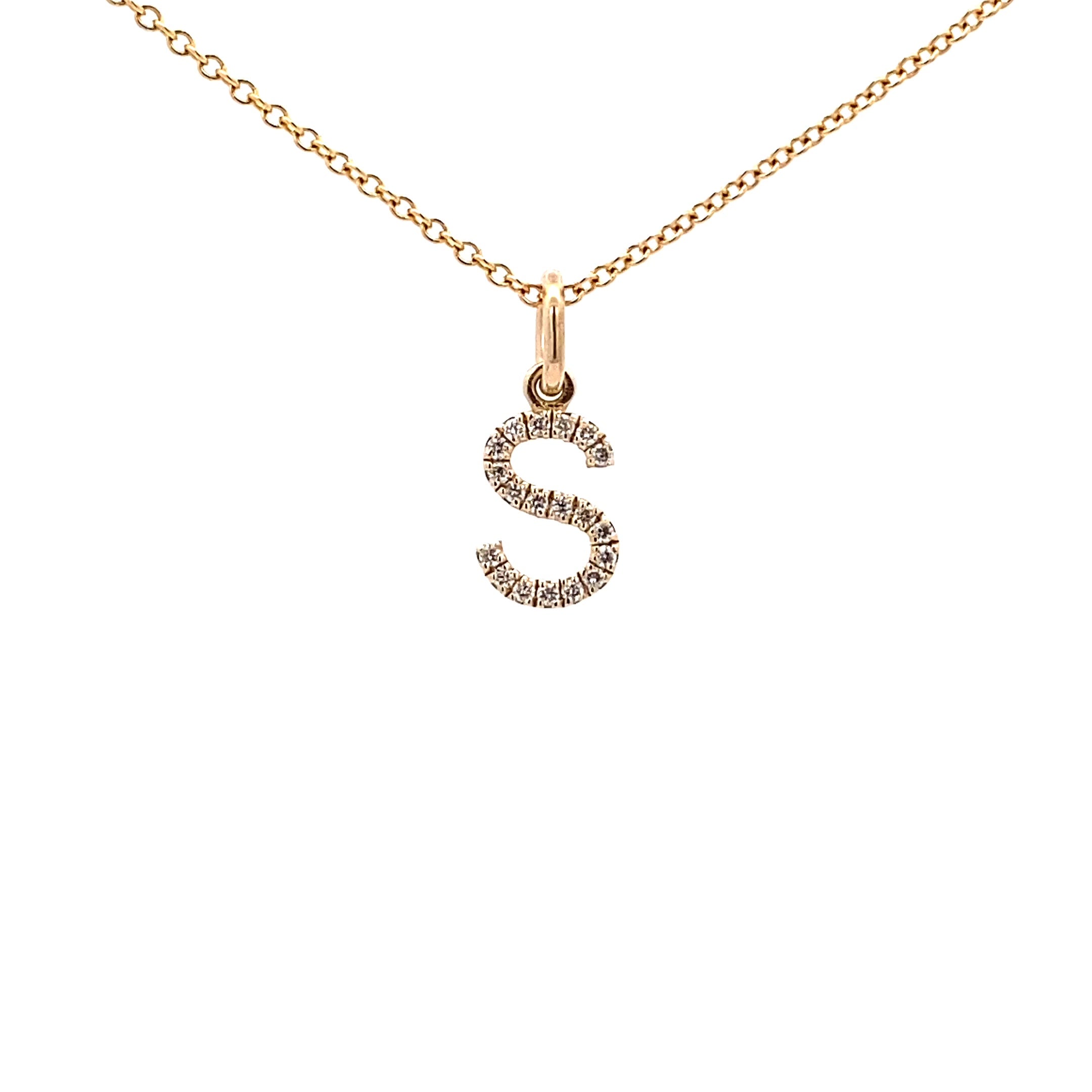 14K Gold Initial Diamond Pendant S(0.07ct) - dagatchi.com