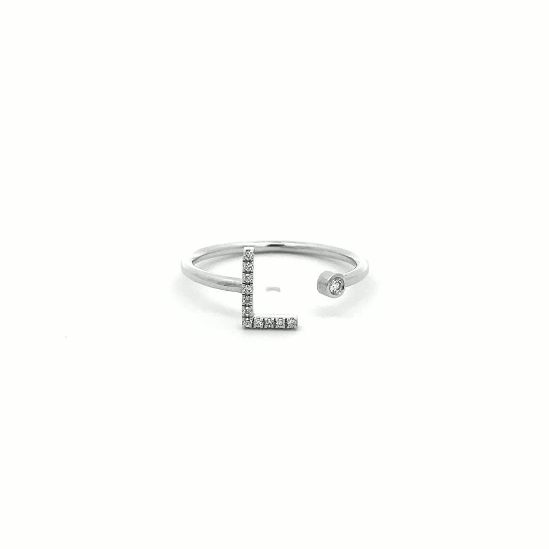 14K Gold Diamond Initial Ring L(0.06ct) - dagatchi.com