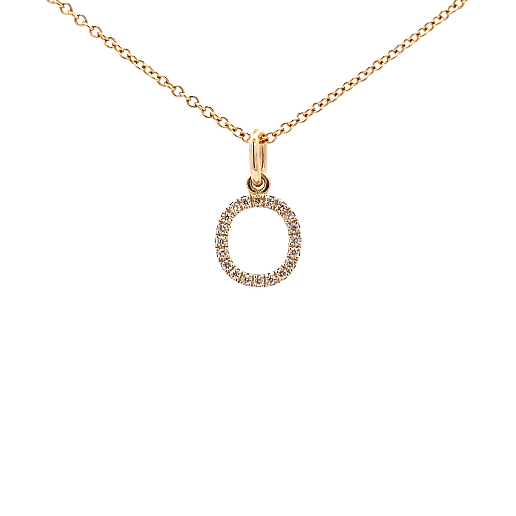 14K Gold Initial Diamond Pendant O(0.07ct) - dagatchi.com