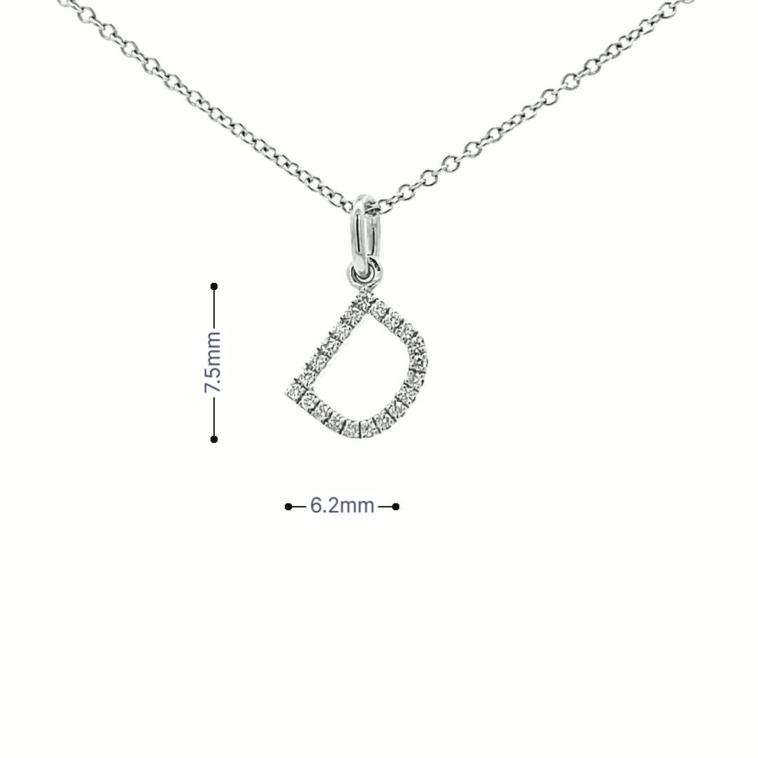 14K Gold Initial Diamond Pendant D(0.08ct) - dagatchi.com