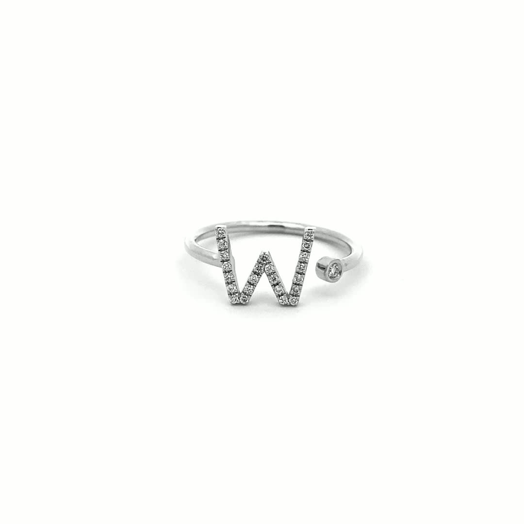 14K Gold Diamond Initial Ring W(0.11ct) - dagatchi.com