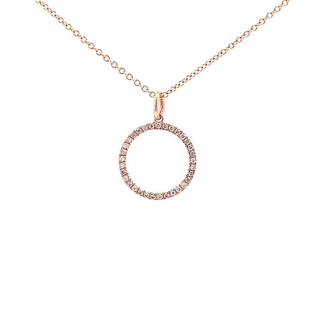 14K Gold Diamond Halo Circle Pendant(0.12ct) - dagatchi.com