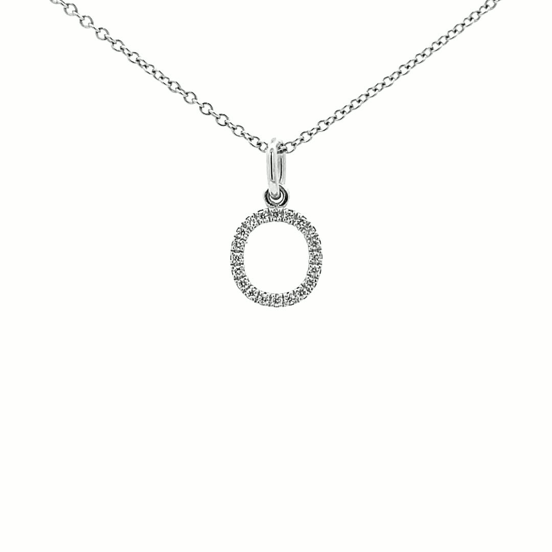 14K Gold Initial Diamond Pendant O(0.07ct) - dagatchi.com