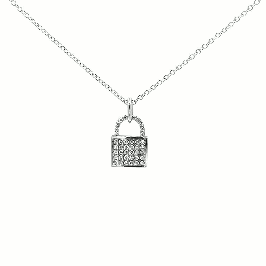 14K Gold Diamond Lock Pendant(0.14ct) - dagatchi.com