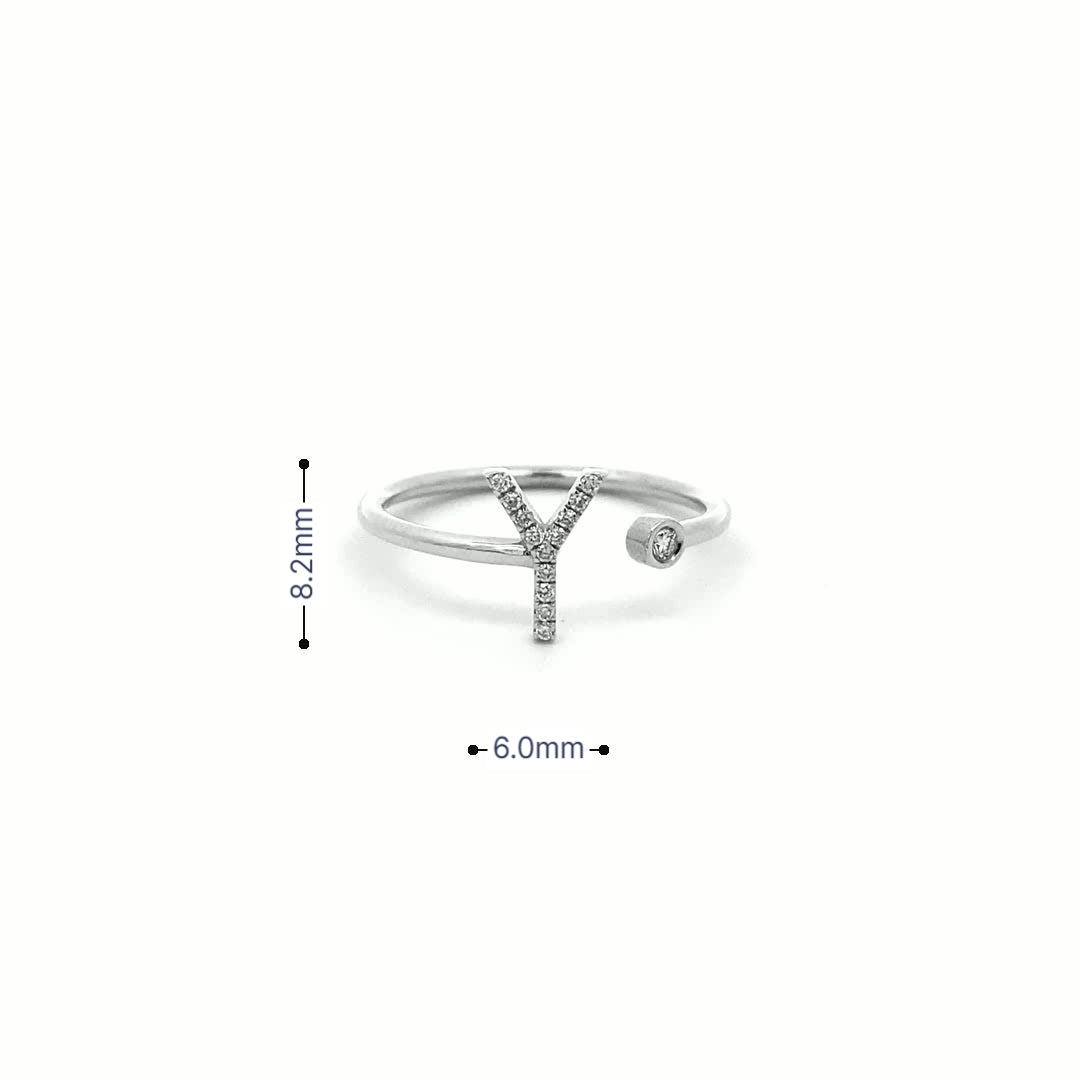 14K Gold Diamond Initial Ring Y(0.07ct) - dagatchi.com