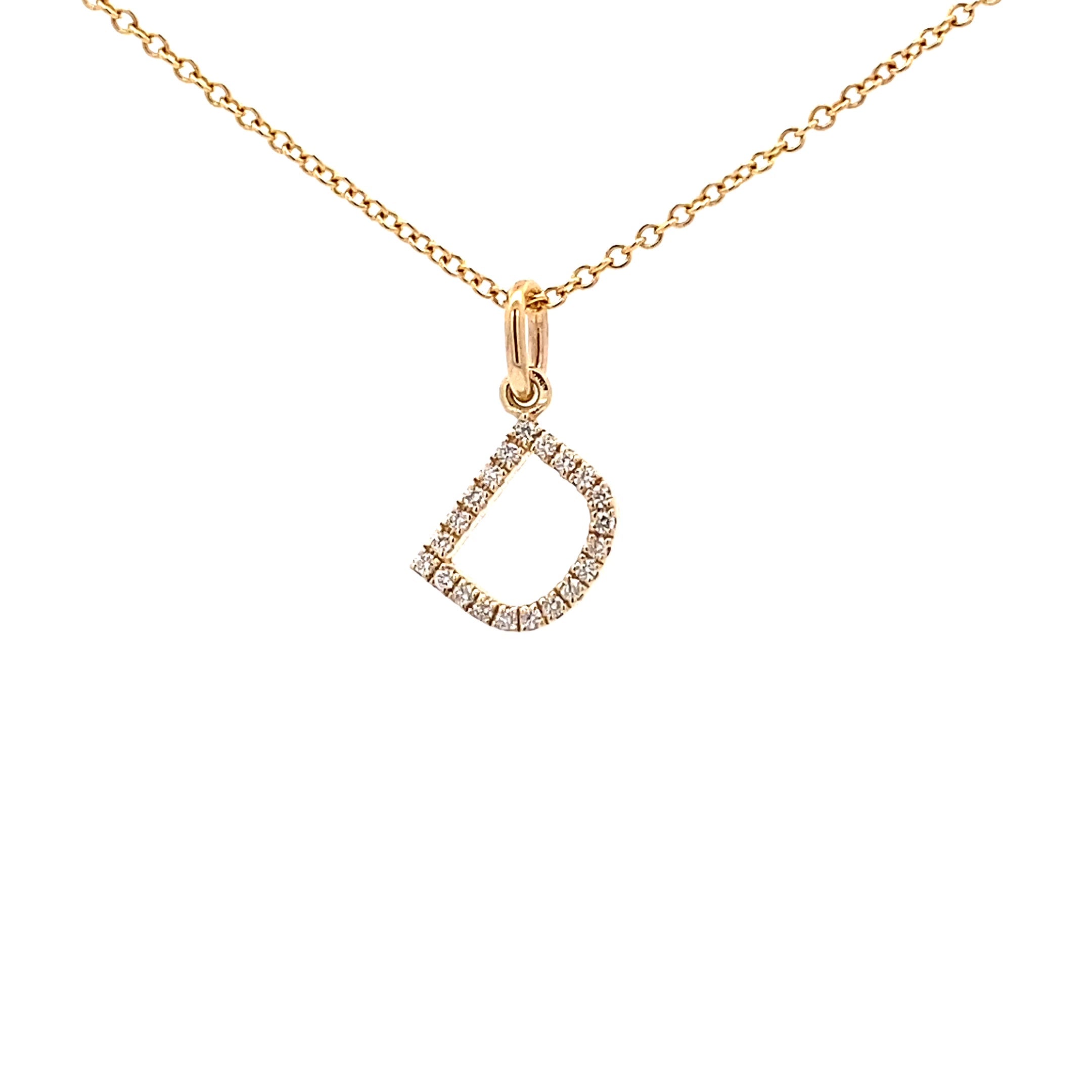 14K Gold Initial Diamond Pendant D(0.08ct) - dagatchi.com