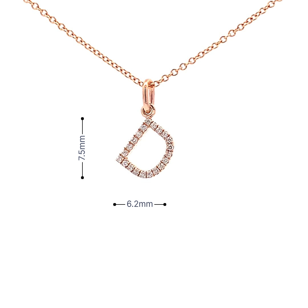 14K Gold Initial Diamond Pendant D(0.08ct) - dagatchi.com