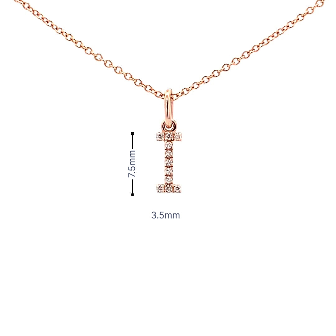 14K Gold Initial Diamond Pendant I(0.04ct) - dagatchi.com