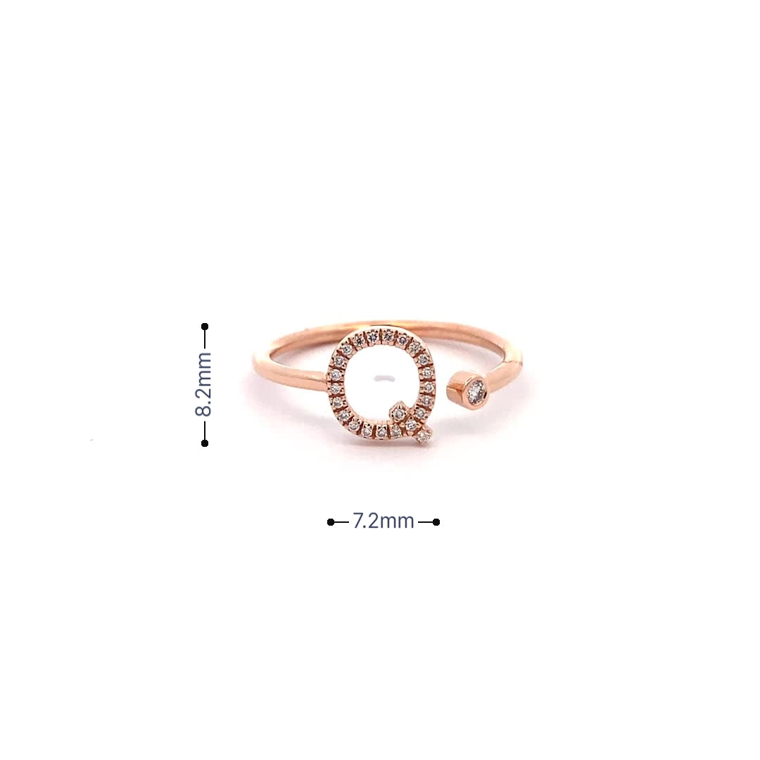 14K Gold Diamond Initial Ring Q(0.11ct) - dagatchi.com