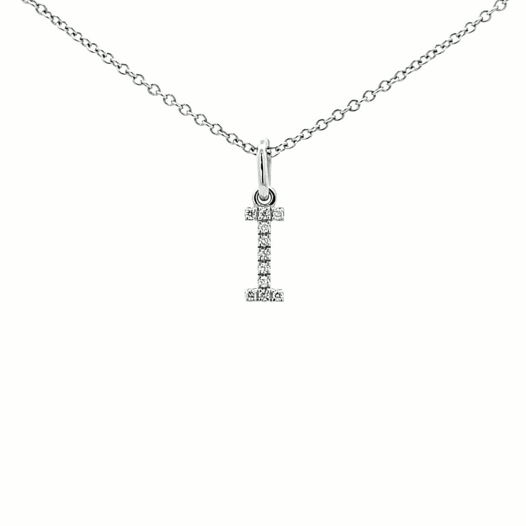 14K Gold Initial Diamond Pendant I(0.04ct) - dagatchi.com