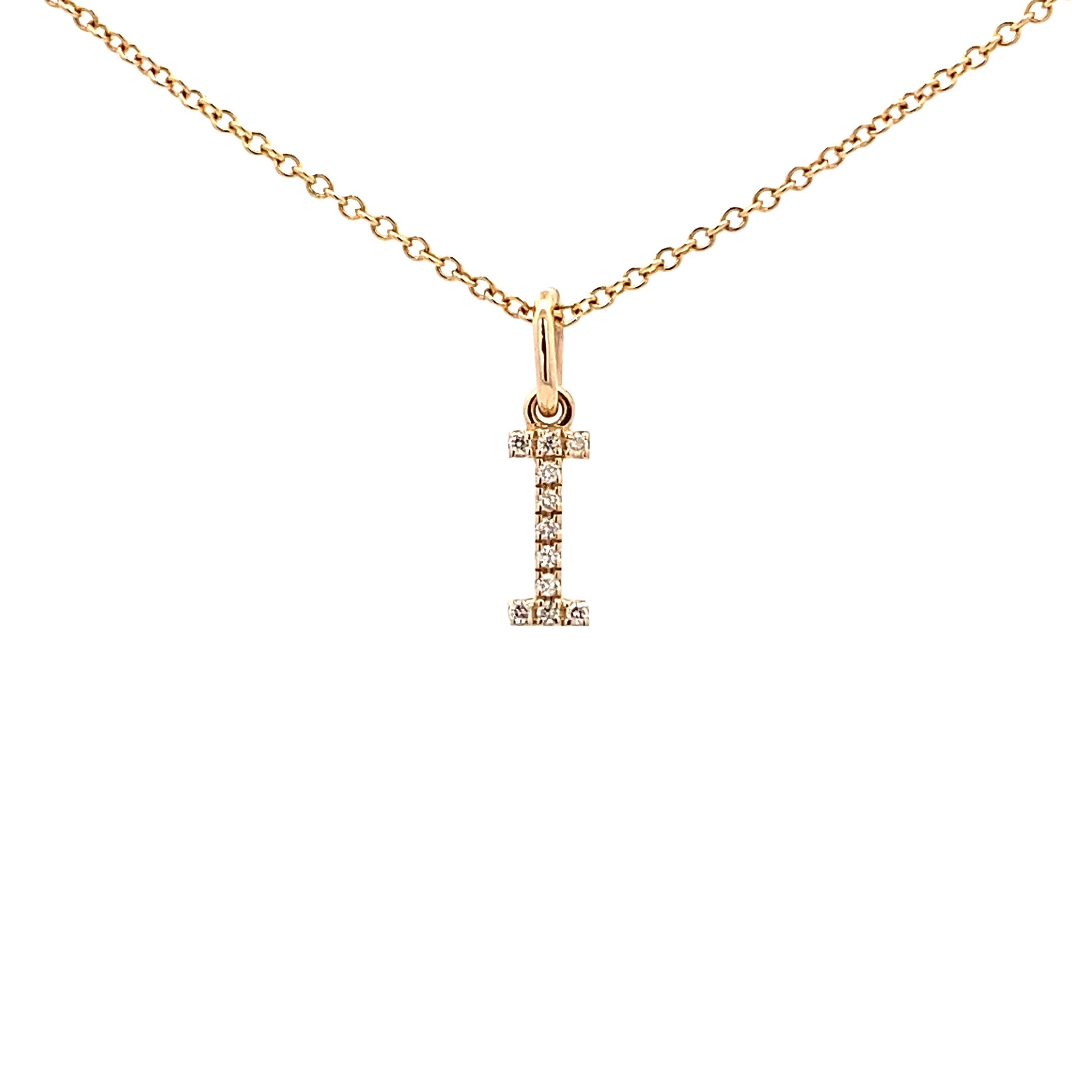 14K Gold Initial Diamond Pendant I(0.04ct) - dagatchi.com