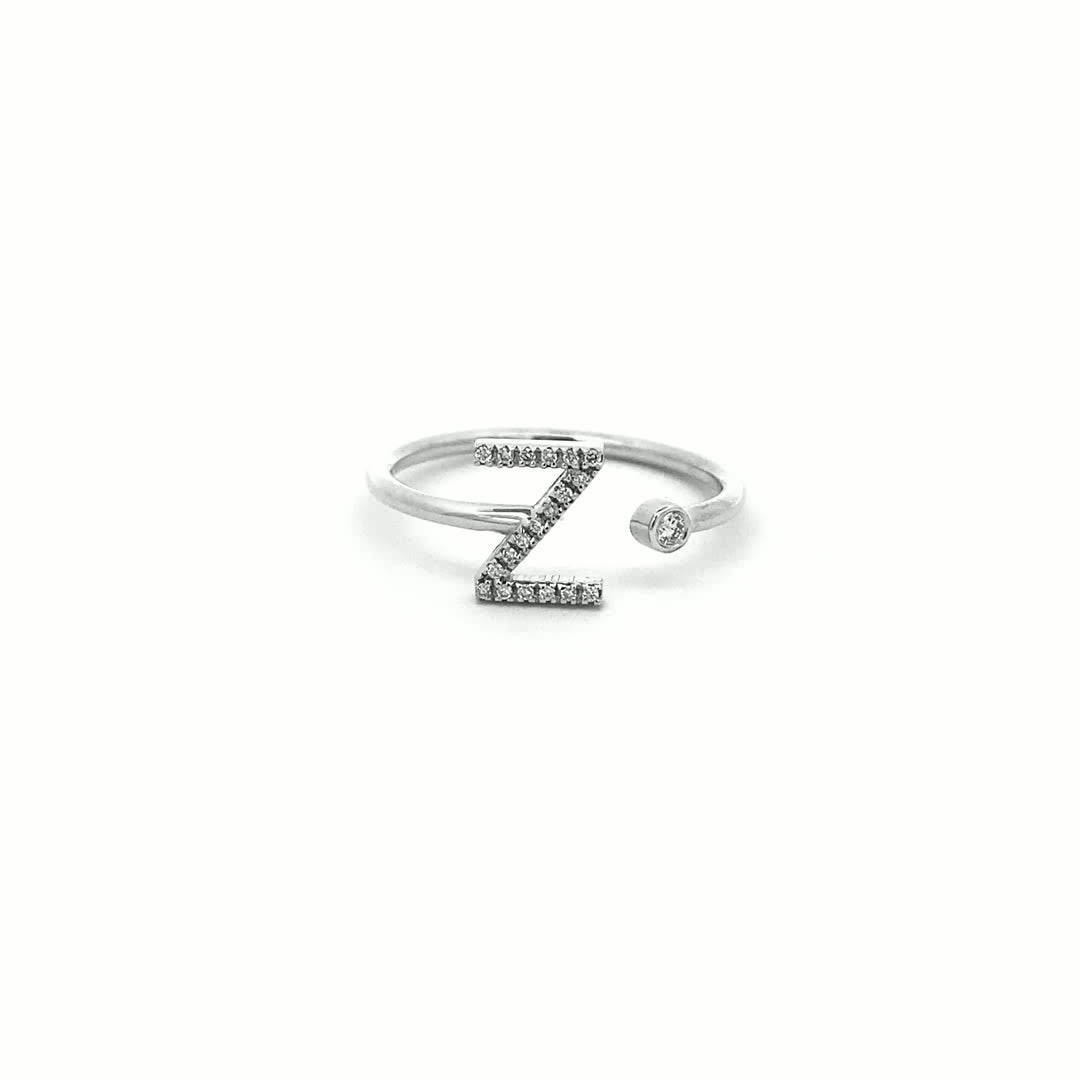14K Gold Diamond Initial Ring Z(0.09ct) - dagatchi.com