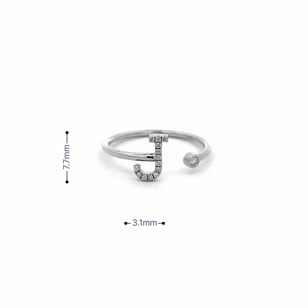14K Gold Diamond Initial Ring J(0.07ct) - dagatchi.com