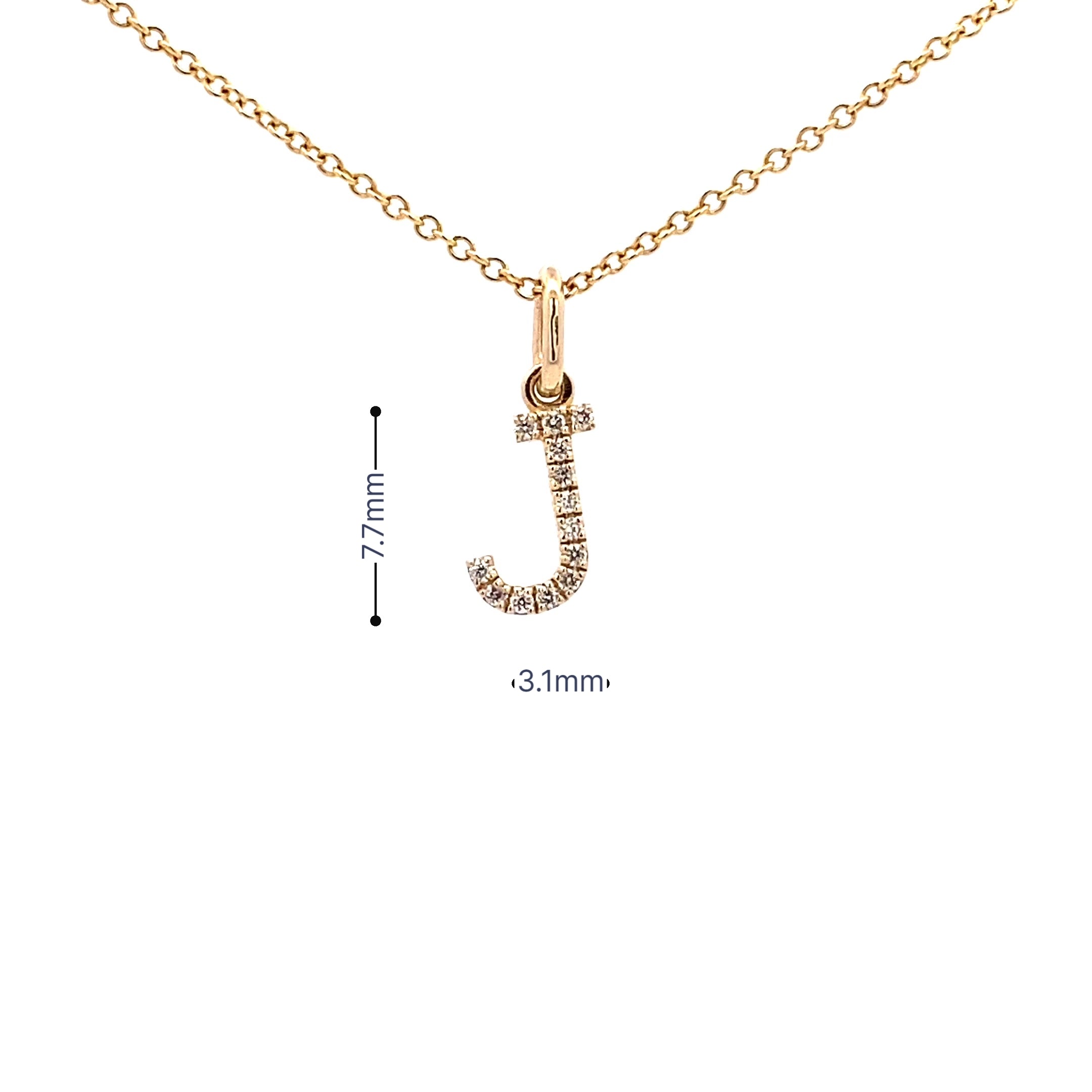 14K Gold Initial Diamond Pendant J(0.05ct) - dagatchi.com