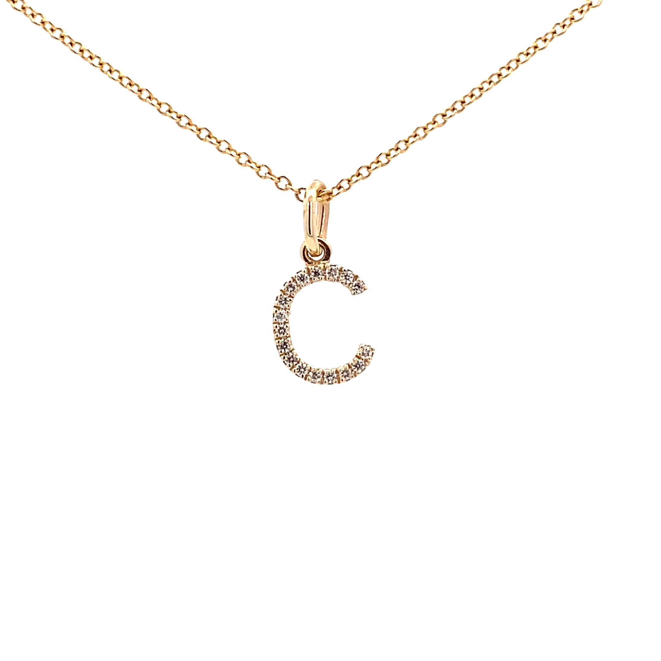 14K Gold Initial Diamond Pendant C(0.06ct) - dagatchi.com