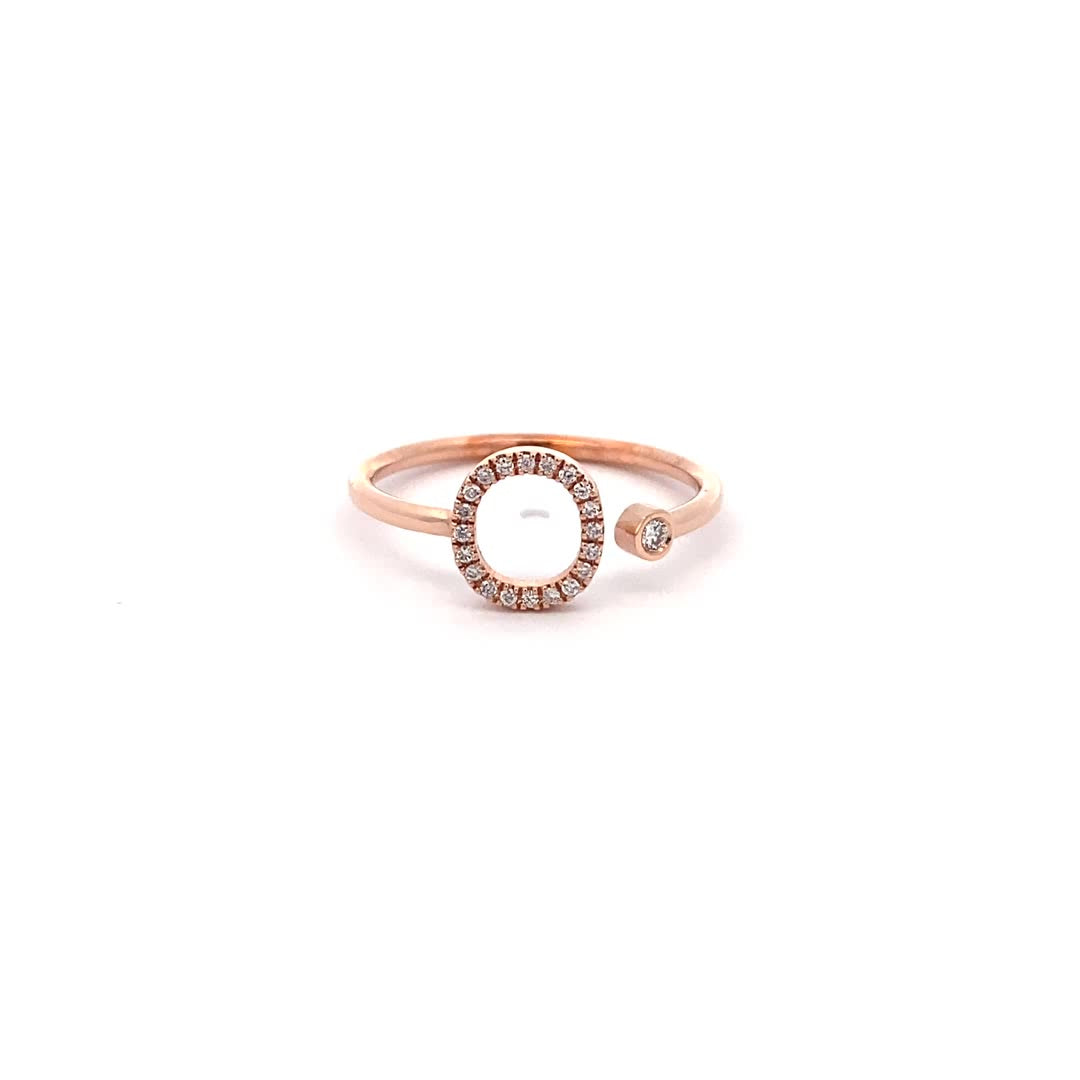 14K Gold Diamond Initial Ring O(0.09ct) - dagatchi.com