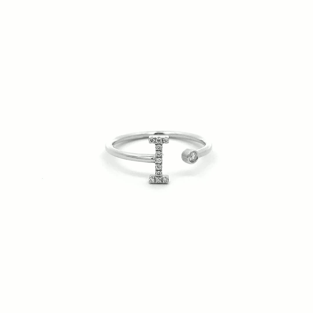14K Gold Diamond Initial Ring I(0.06ct) - dagatchi.com
