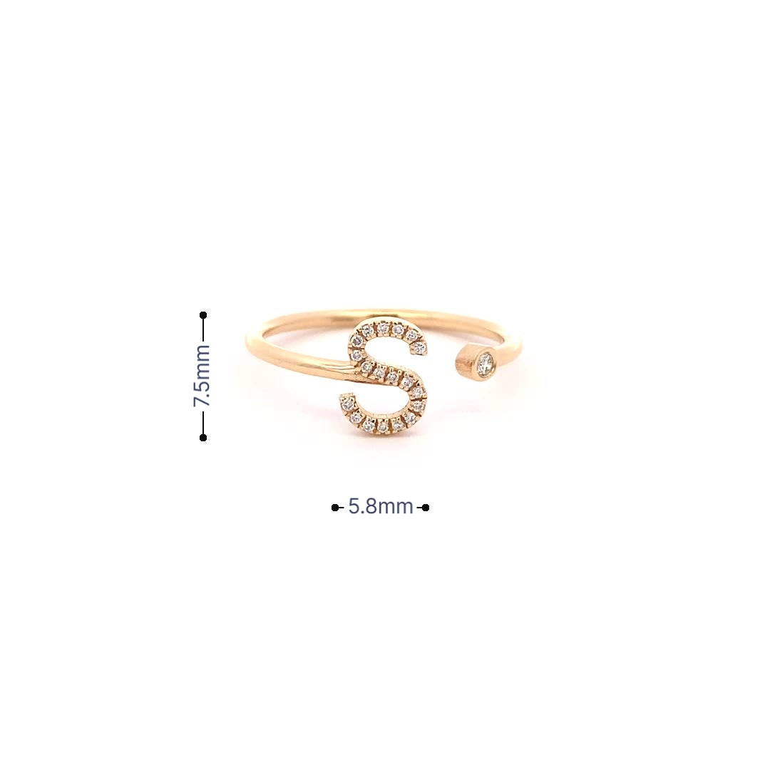 14K Gold Diamond Initial Ring S(0.09ct) - dagatchi.com