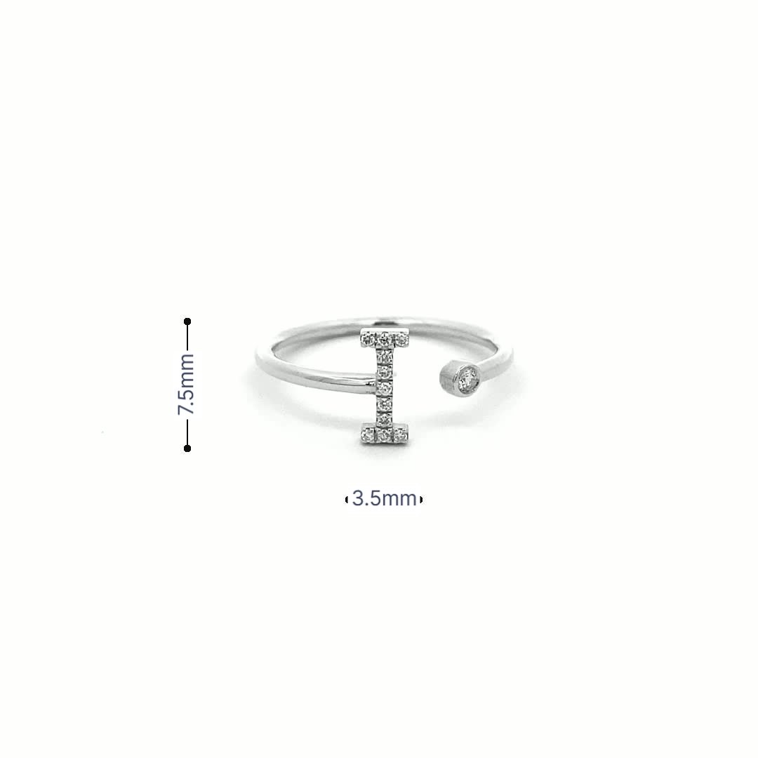 14K Gold Diamond Initial Ring I(0.06ct) - dagatchi.com