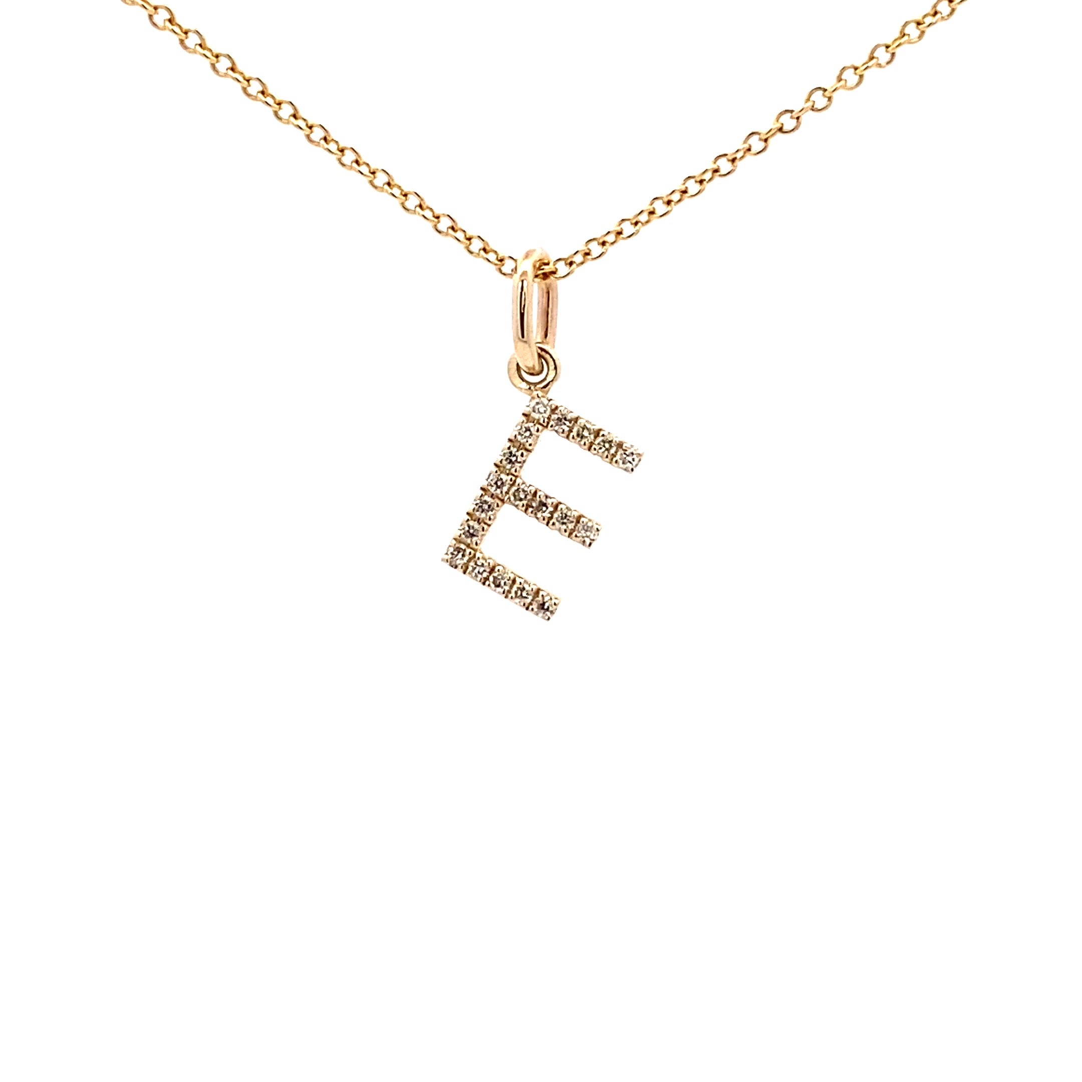 14K Gold Initial Diamond Pendant E(0.07ct) - dagatchi.com