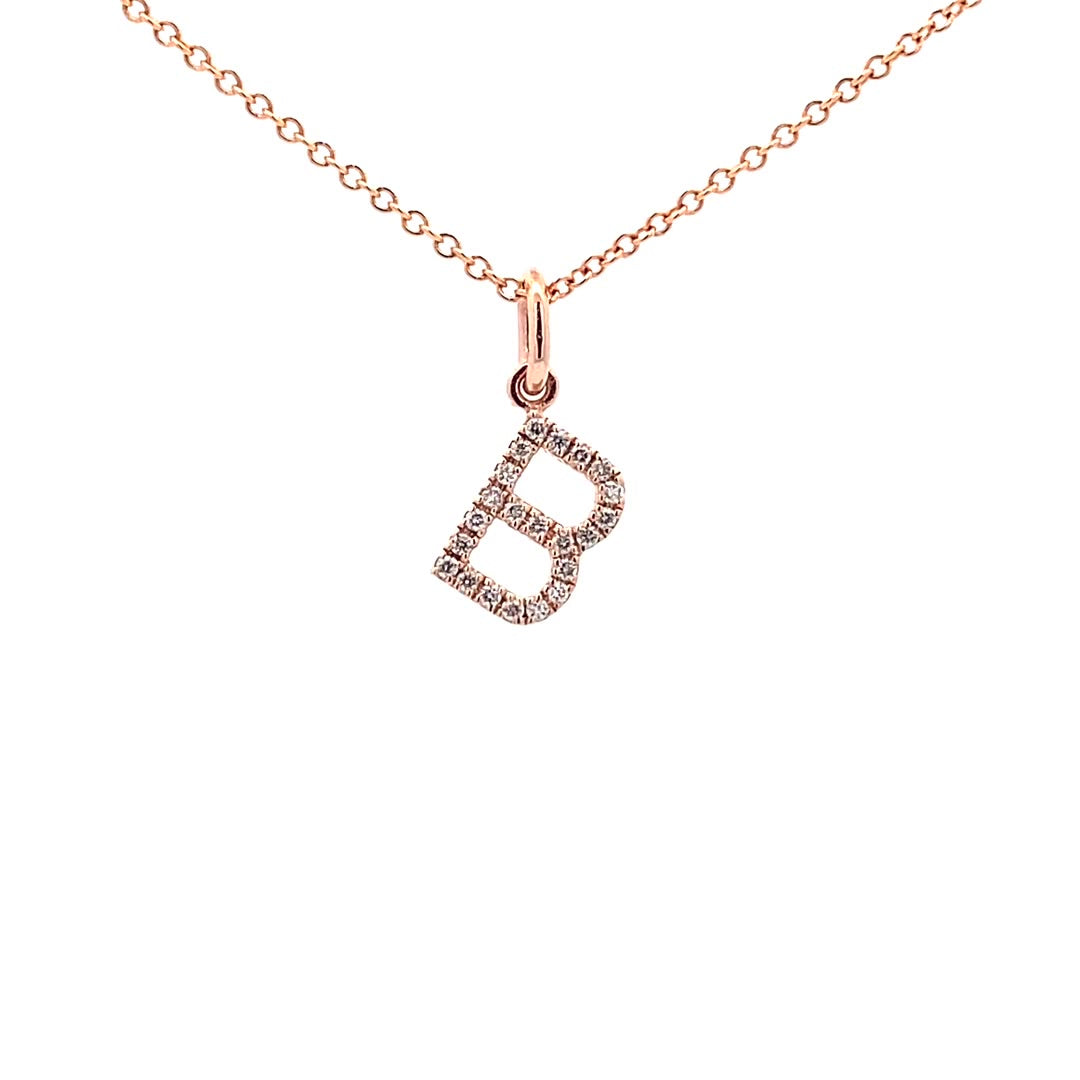 14K Gold Diamond Initial Pendant B(0.08ct) - dagatchi.com