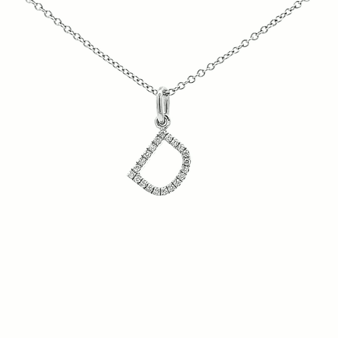 14K Gold Initial Diamond Pendant D(0.08ct) - dagatchi.com
