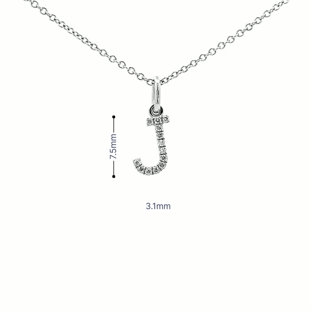 14K Gold Initial Diamond Pendant J(0.05ct) - dagatchi.com