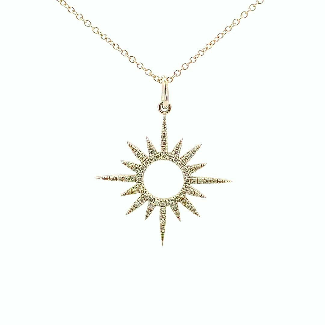 14K Gold Radiant Starburst Diamond Pendant(0.25ct) - dagatchi.com