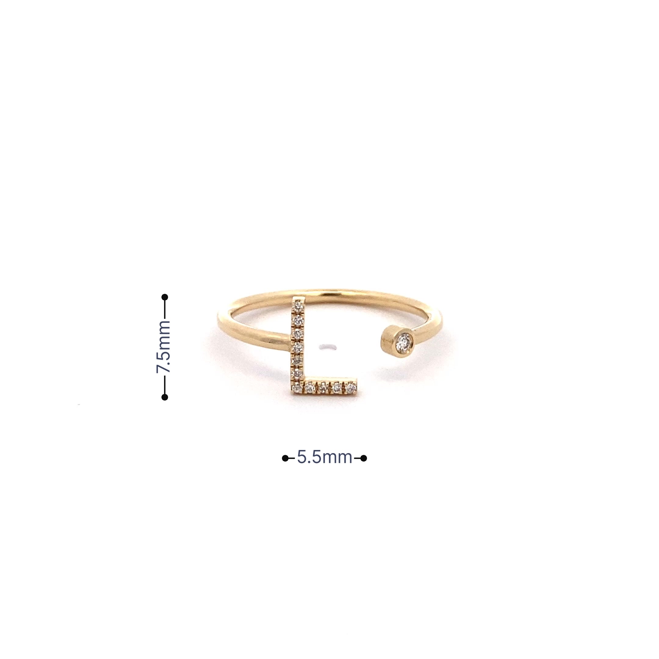 14K Gold Diamond Initial Ring L(0.06ct) - dagatchi.com