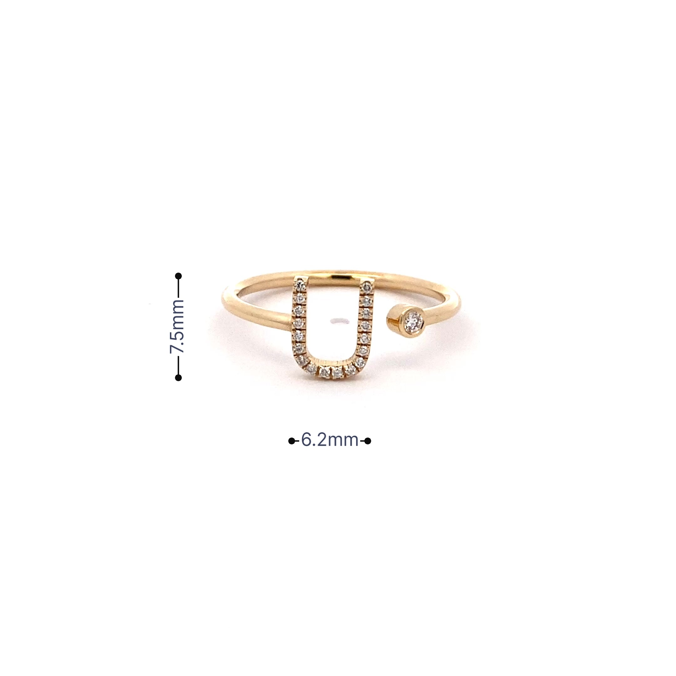 14K Gold Diamond Initial Ring U(0.09ct) - dagatchi.com