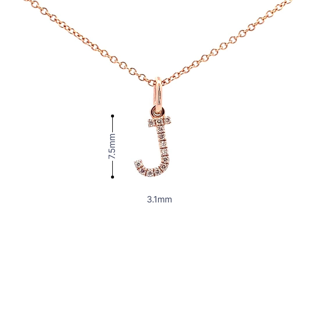 14K Gold Initial Diamond Pendant J(0.05ct) - dagatchi.com