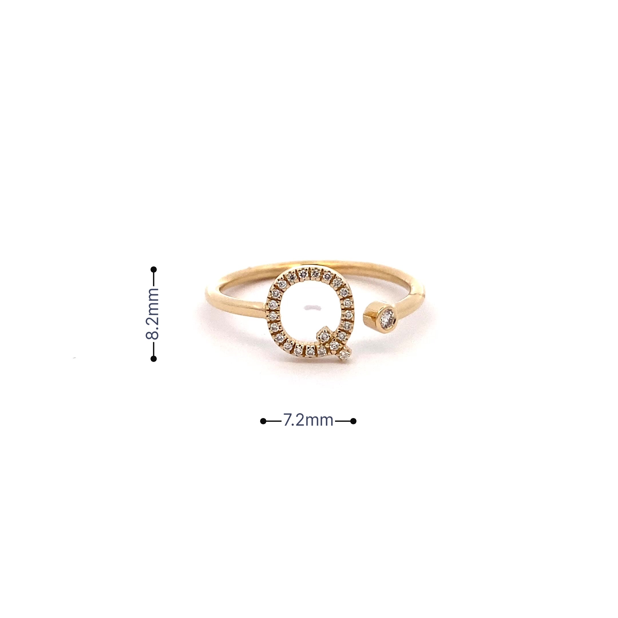 14K Gold Diamond Initial Ring Q(0.11ct) - dagatchi.com