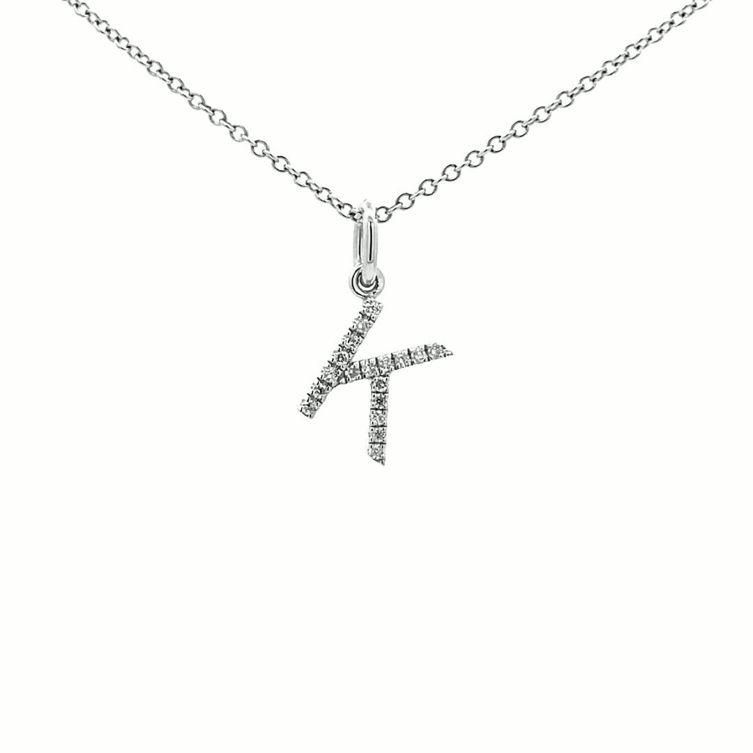 14K Gold Initial Diamond Pendant K(0.07ct) - dagatchi.com